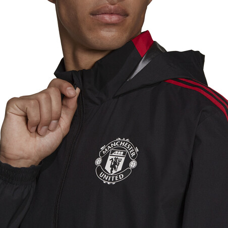 Veste imperméable Manchester United noir rouge 2021/22
