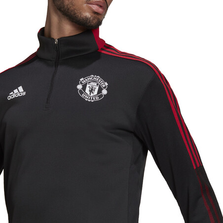 Sweat col montant Manchester United noir rouge 2021/22