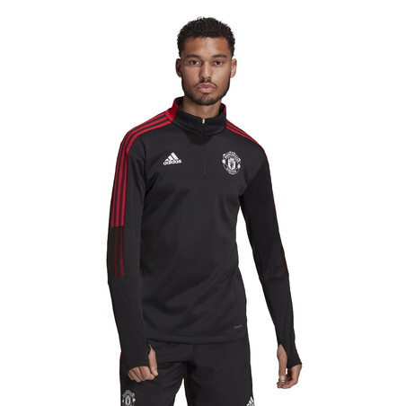 Sweat col montant Manchester United noir rouge 2021/22