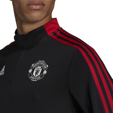 Sweat zippé Manchester United noir rouge 2021/22