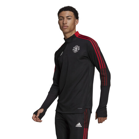 Sweat zippé Manchester United noir rouge 2021/22