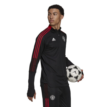 Sweat zippé Manchester United noir rouge 2021/22
