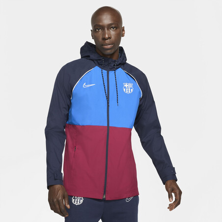 Veste imperméable FC Barcelone bleu rouge 2021/22