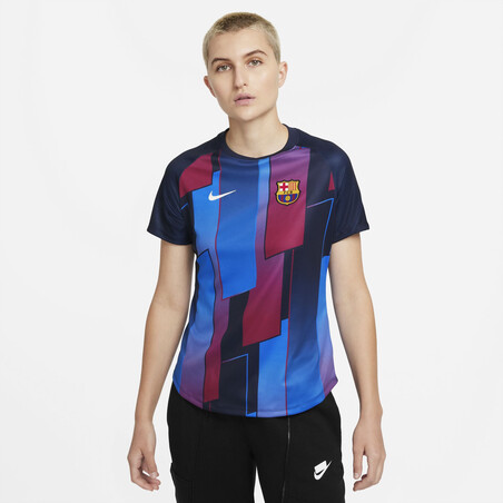 Maillot avant match Femme FC Barcelone rouge bleu 2021/22