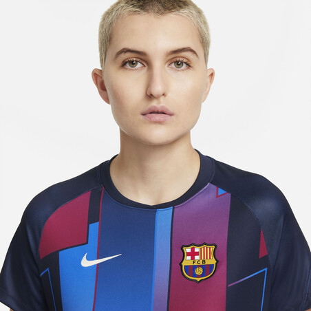 Maillot avant match Femme FC Barcelone rouge bleu 2021/22