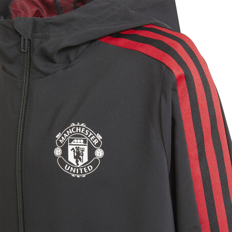Veste survêtement à capuche junior Manchester United noir rouge 2021/22