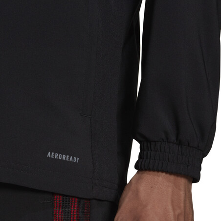 Veste survêtement à capuche Manchester United noir rouge 2021/22