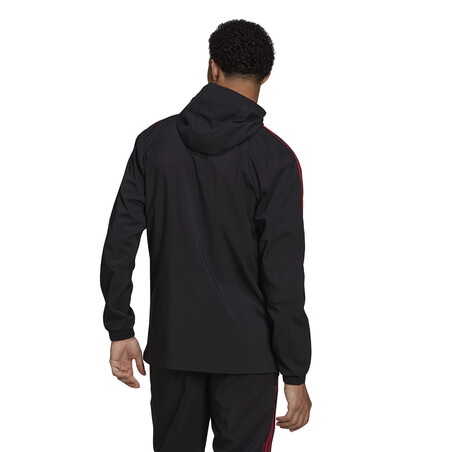 Veste survêtement à capuche Manchester United noir rouge 2021/22