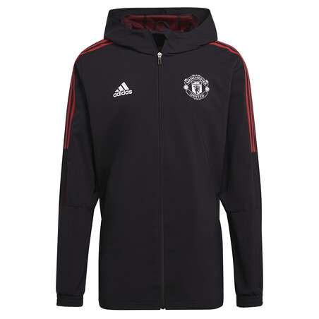 Veste survêtement à capuche Manchester United noir rouge 2021/22