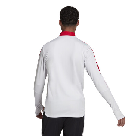 Sweat zippé Manchester United blanc rouge 2021/22