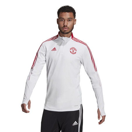 Sweat zippé Manchester United blanc rouge 2021/22