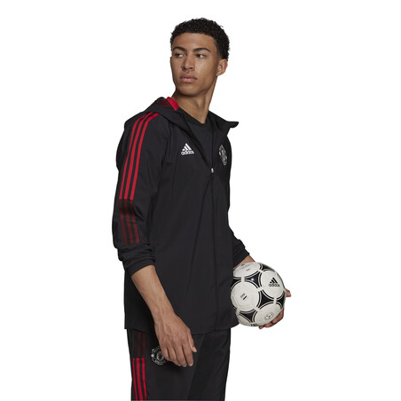 Veste survêtement à capuche Manchester United noir rouge 2021/22