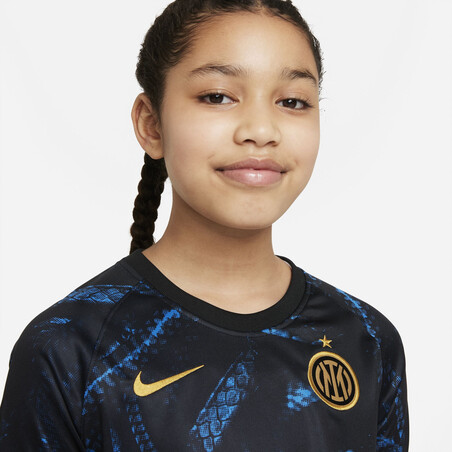 Maillot avant match junior Inter MIlan noir bleu 2021/22