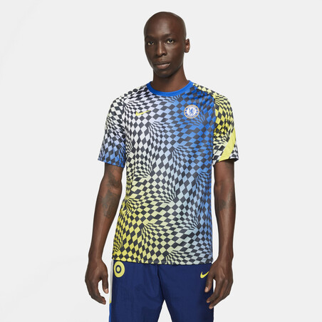 Maillot avant match Chelsea bleu jaune 2021/22