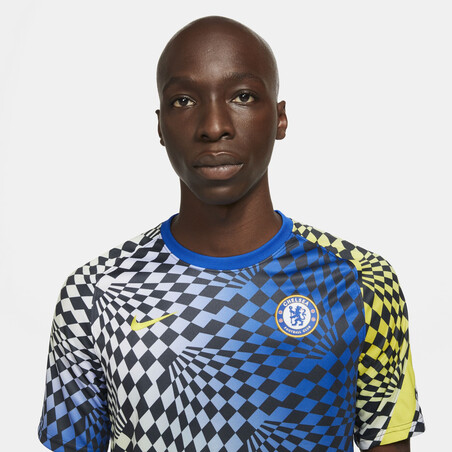 Maillot avant match Chelsea bleu jaune 2021/22