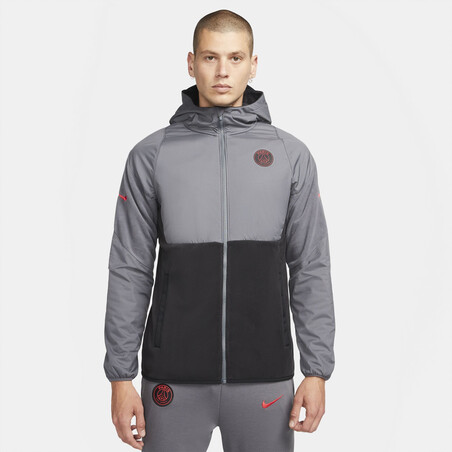 Veste imperméable PSG Winter Fleece gris rouge 2021/22