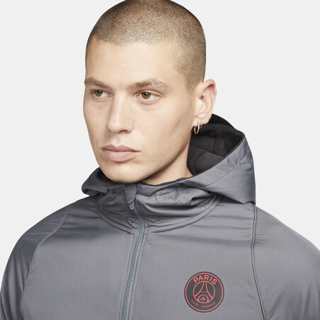 Veste imperméable PSG Winter Fleece gris rouge 2021/22