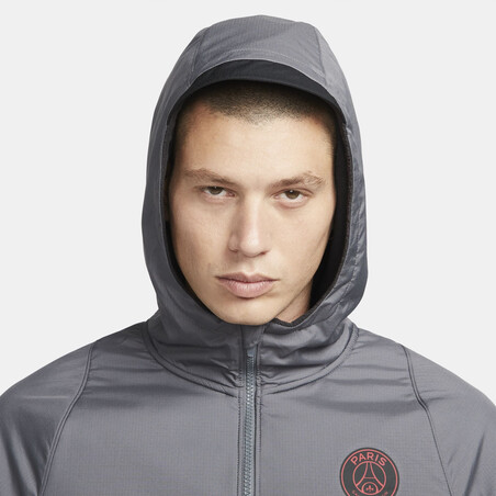 Veste imperméable PSG Winter Fleece gris rouge 2021/22