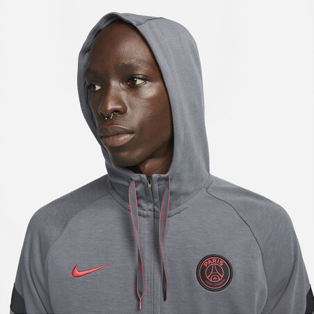 Sweat zippé PSG Fleece gris rouge 2021/22