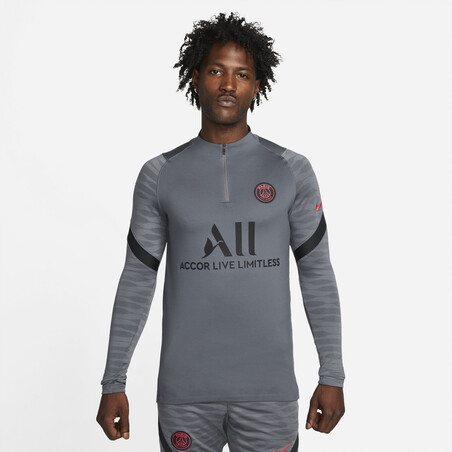Sweat zippé PSG Strike gris rouge 2021/22