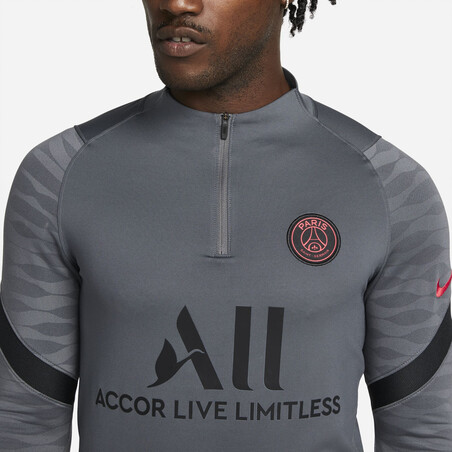 Sweat zippé PSG Strike gris rouge 2021/22
