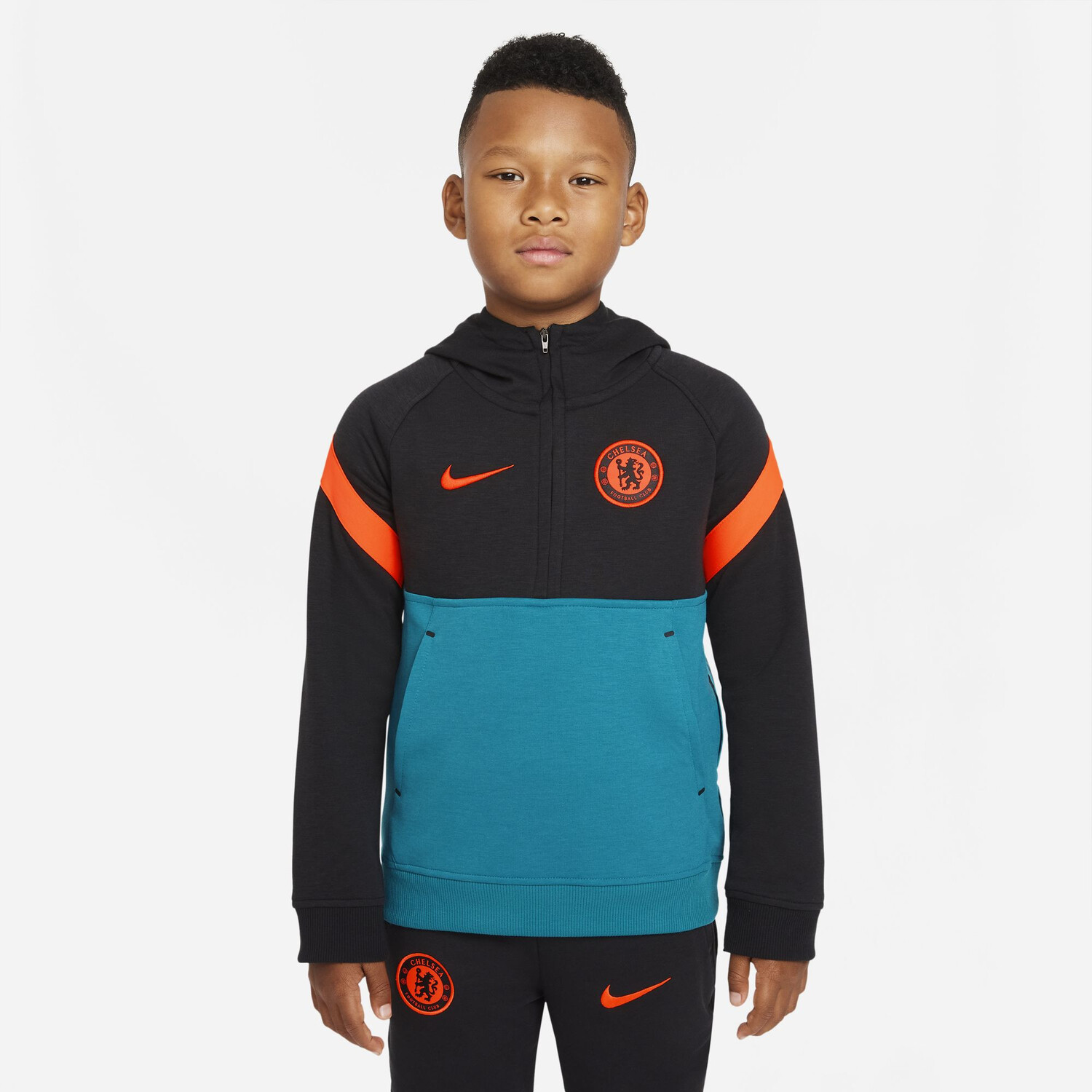 Sweat à capuche junior Chelsea Fleece noir bleu 2021/22 sur Foot.fr