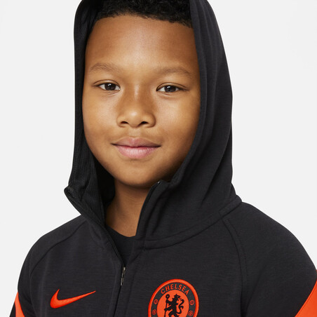 Sweat à capuche junior Chelsea Fleece noir bleu 2021/22