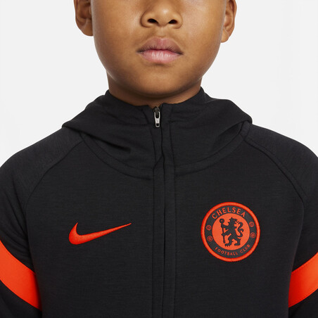 Sweat à capuche junior Chelsea Fleece noir bleu 2021/22