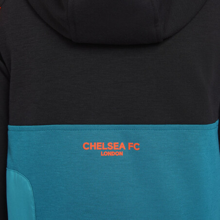 Sweat à capuche junior Chelsea Fleece noir bleu 2021/22