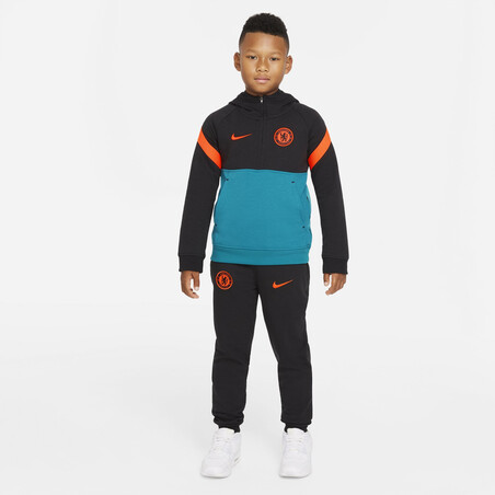 Sweat à capuche junior Chelsea Fleece noir bleu 2021/22