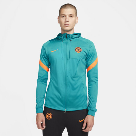 Veste survêtement à capuche Chelsea bleu orange 2021/22