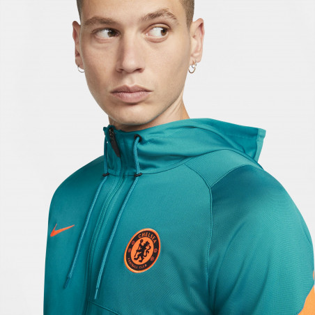 Veste survêtement à capuche Chelsea bleu orange 2021/22