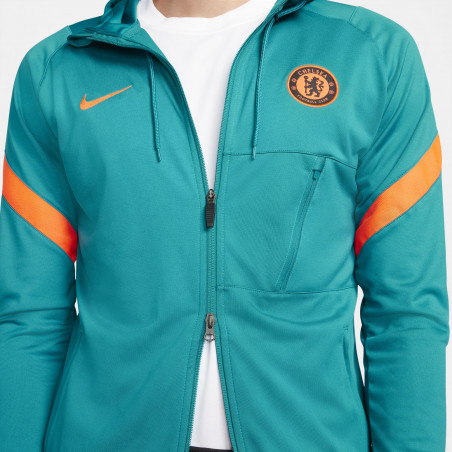 Veste survêtement à capuche Chelsea bleu orange 2021/22