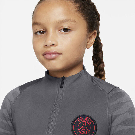 Sweat zippé junior PSG Strike gris rouge 2021/22