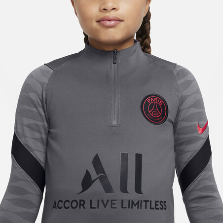 Sweat zippé junior PSG Strike gris rouge 2021/22