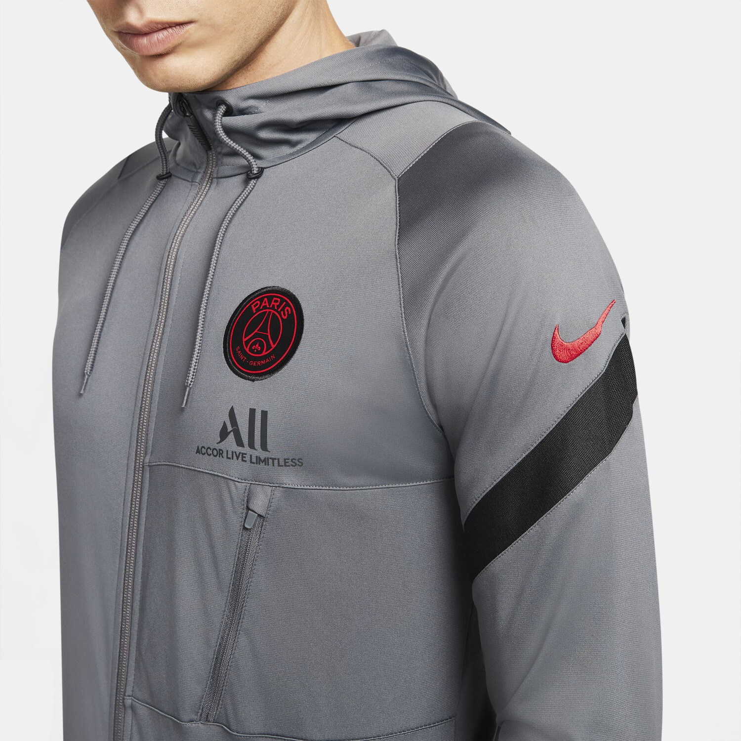 Achat Survetement de Foot PSG Gris Clair 2021/22 Personnalisés Pas