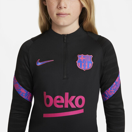Sweat zippé juniot FC Barcelone Strike noir rose 2021/22