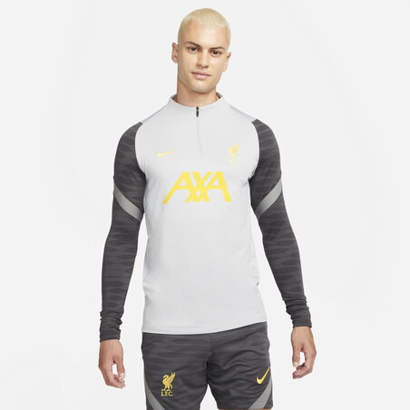 Sweat zippé Liverpool Strike gris jaune 2021/22