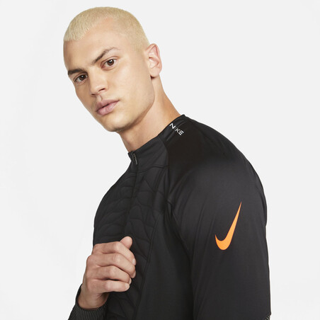 Sweat zippé Nike Therma-Fit noir orange