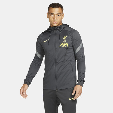 Veste survêtement à capuche Liverpool noir jaune 2021/22