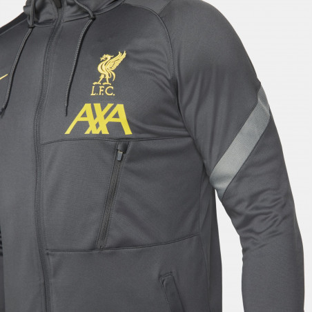 Veste survêtement à capuche Liverpool noir jaune 2021/22