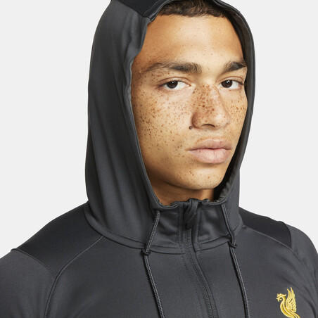 Veste survêtement à capuche Liverpool noir jaune 2021/22