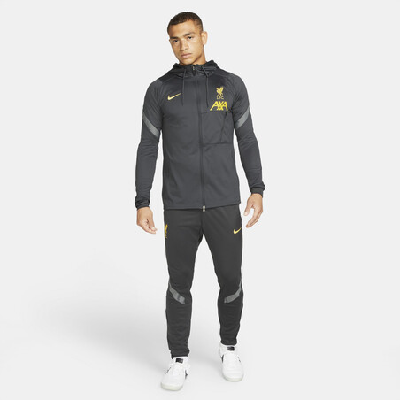 Veste survêtement à capuche Liverpool noir jaune 2021/22