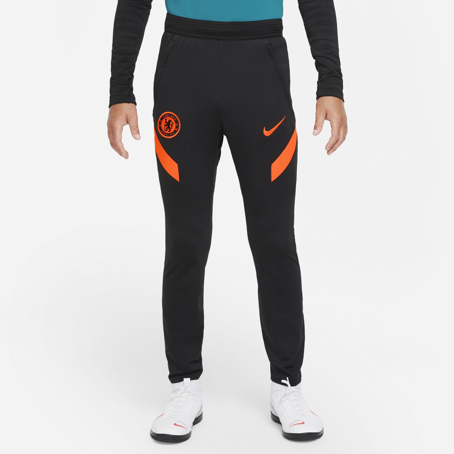 Pantalon surv tement junior Chelsea Strike noir orange 2021 22 sur