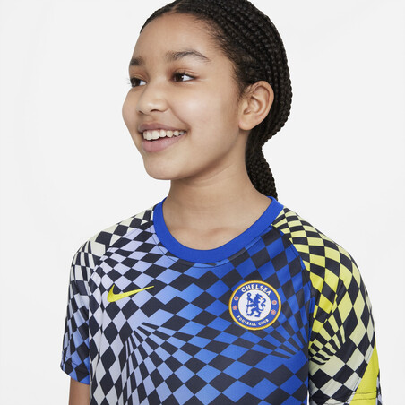 Maillot avant match junior Chelsea bleu jaune 2021/22