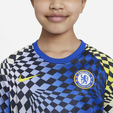 Maillot avant match junior Chelsea bleu jaune 2021/22