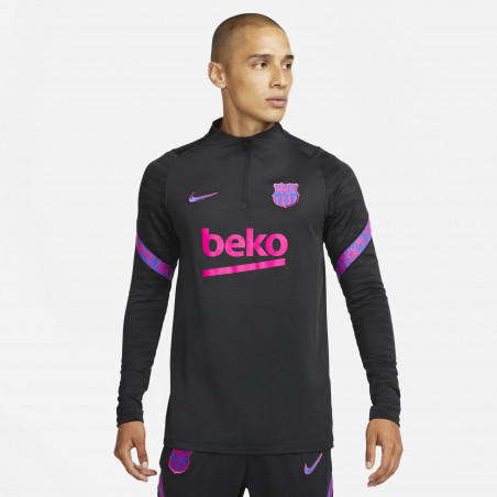 Sweat zippé FC Barcelone noir rose 2021/22