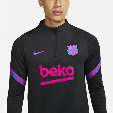 Sweat zippé FC Barcelone noir rose 2021/22