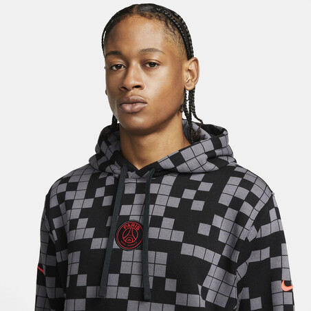 Sweat à capuche PSG gris rouge 2021/22