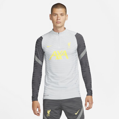 Sweat zippé Liverpool Strike Elite gris jaune 2021/22